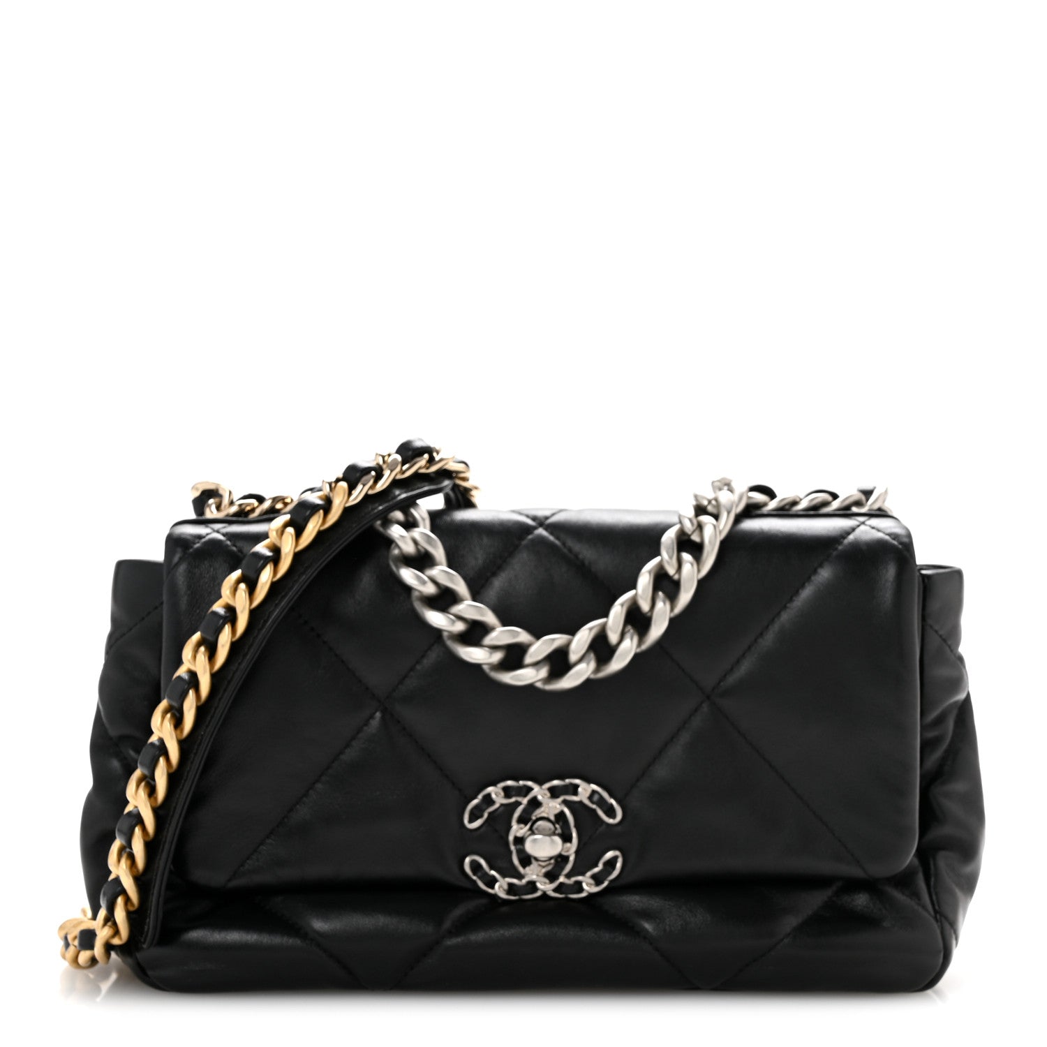 Lambskin Quilted Medium CHNL 19 Flap Black