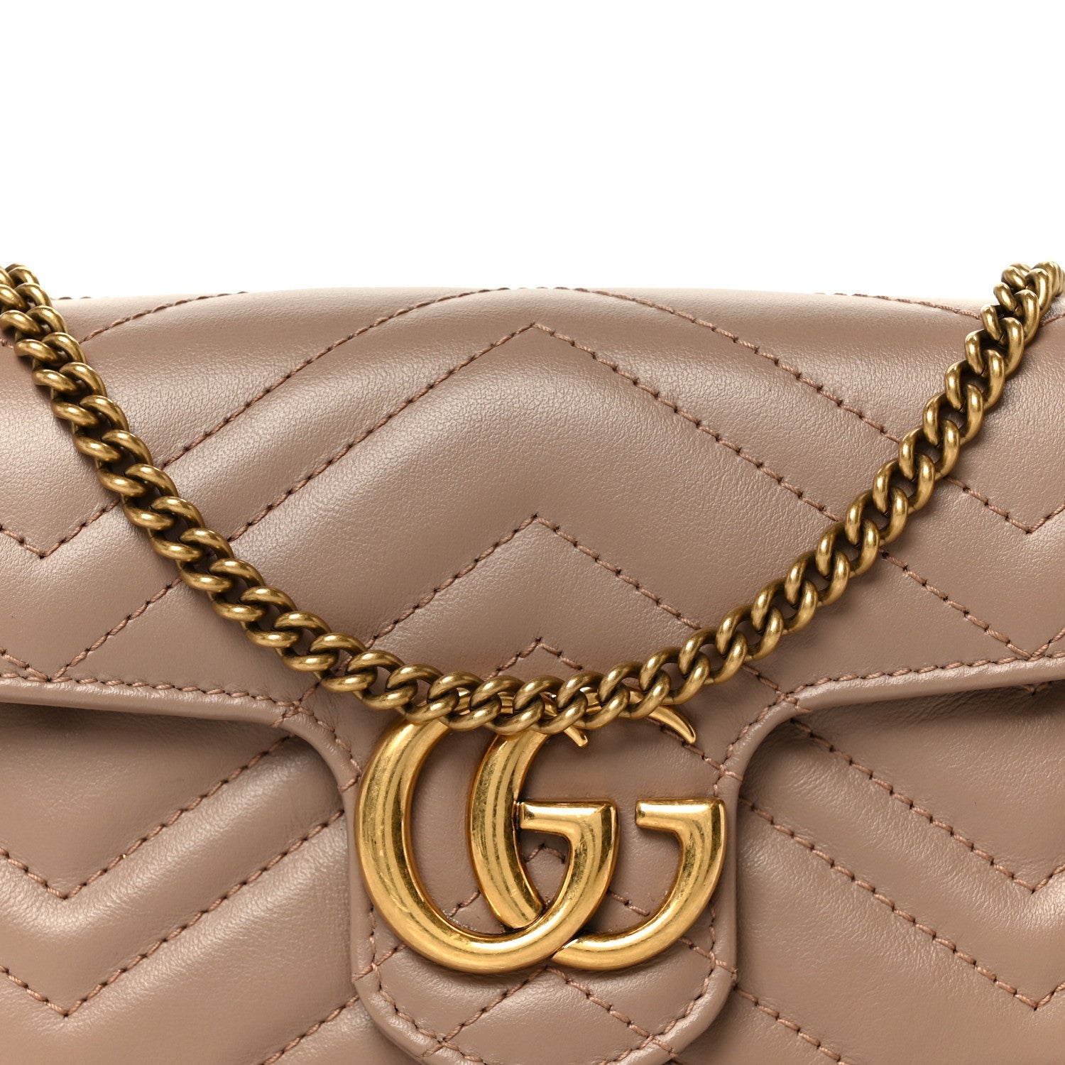 Calfskin Matelasse Super Mini GG Marmont Shoulder Bag Porcelain Rose