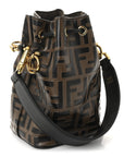 Vitello Liberty F is FNDI Bi-Color FF 1974 Embossed Mini Mon Tresor Bucket Bag Maya Black