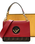 Vitello Century F is FNDI Bi-Color FF 1974 Embossed Kan I Shoulder Bag Fragola Maya Black