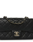 Lambskin Quilted Mini Rectangular Flap Black