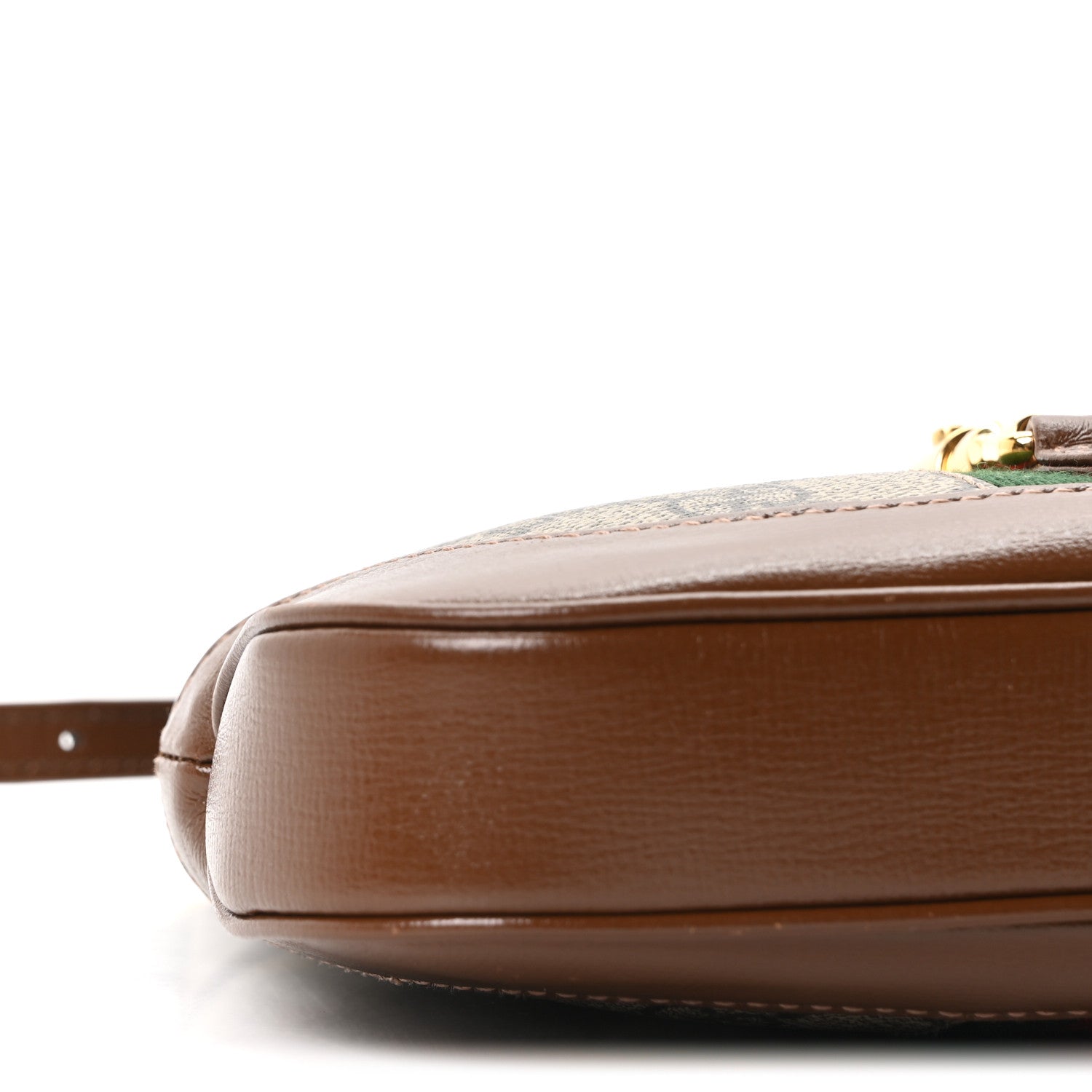 GG Supreme Monogram Azalea Calfskin Web Mini Jackie 1961 Hobo Beige Ebony Brown Sugar