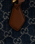 New Denim GG Monogram Medium Ophidia Shopping Tote Blue Tea Cuir