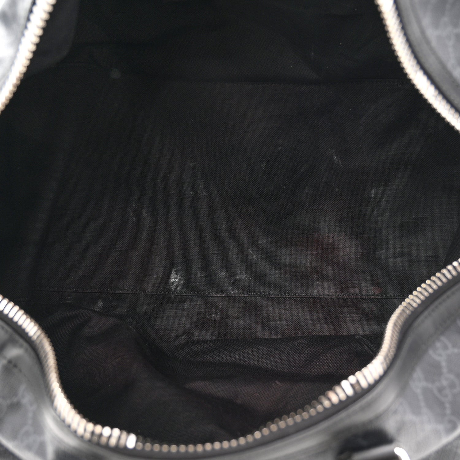 Soft GG Supreme Monogram Appia Calfskin Web Large Carry On Duffle Bag Black Grey