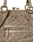 Snakeskin Embossed Calfskin Quilted Studded Beige