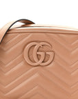Calfskin Matelasse Monochrome Small GG Marmont Chain Shoulder Bag Camelia