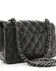 Metallic Caviar Quilted Mini Rectangular Flap Dark Grey
