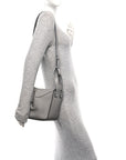 Grained Calfskin Mini Hammock Shoulder Bag Pearl Grey