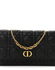 Supple Calfskin Caro Pouch with Chain Black