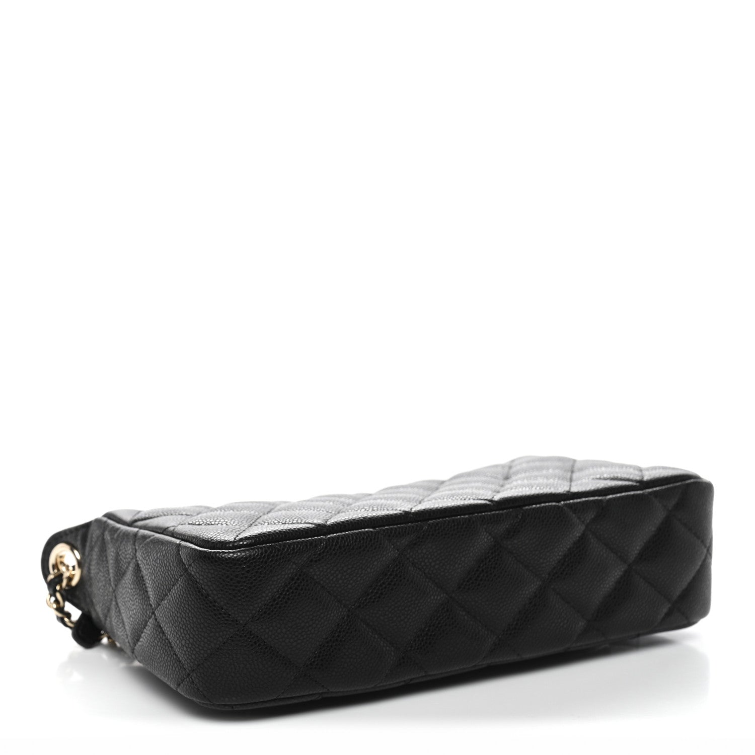 Caviar Quilted Purse With Chain Black