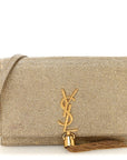 Metallic Canvas Woven Small Classic Monogram Kate Tassel Chain Wallet Gold