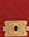 Lambskin Quilted Medium Boy Flap Red
