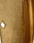 Metallic Satin Lambskin Intrecciato Long Andiamo Top Handle Clutch Gold
