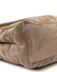 Suede Y Quilted Monogram Medium Loulou Chain Satchel Taupe