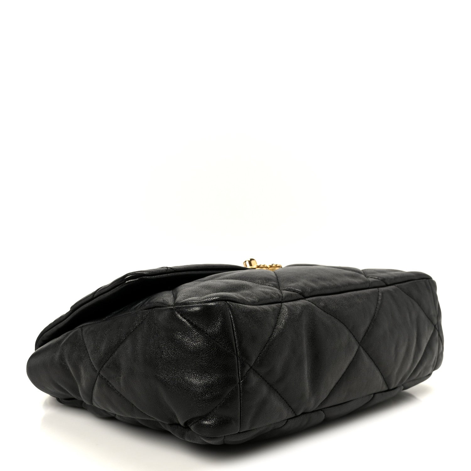 Goatskin Quilted Large CHNL 19 Flap Black