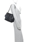 Crinkled Calfskin Matelasse Monogram Medium Niki Chain Satchel Black
