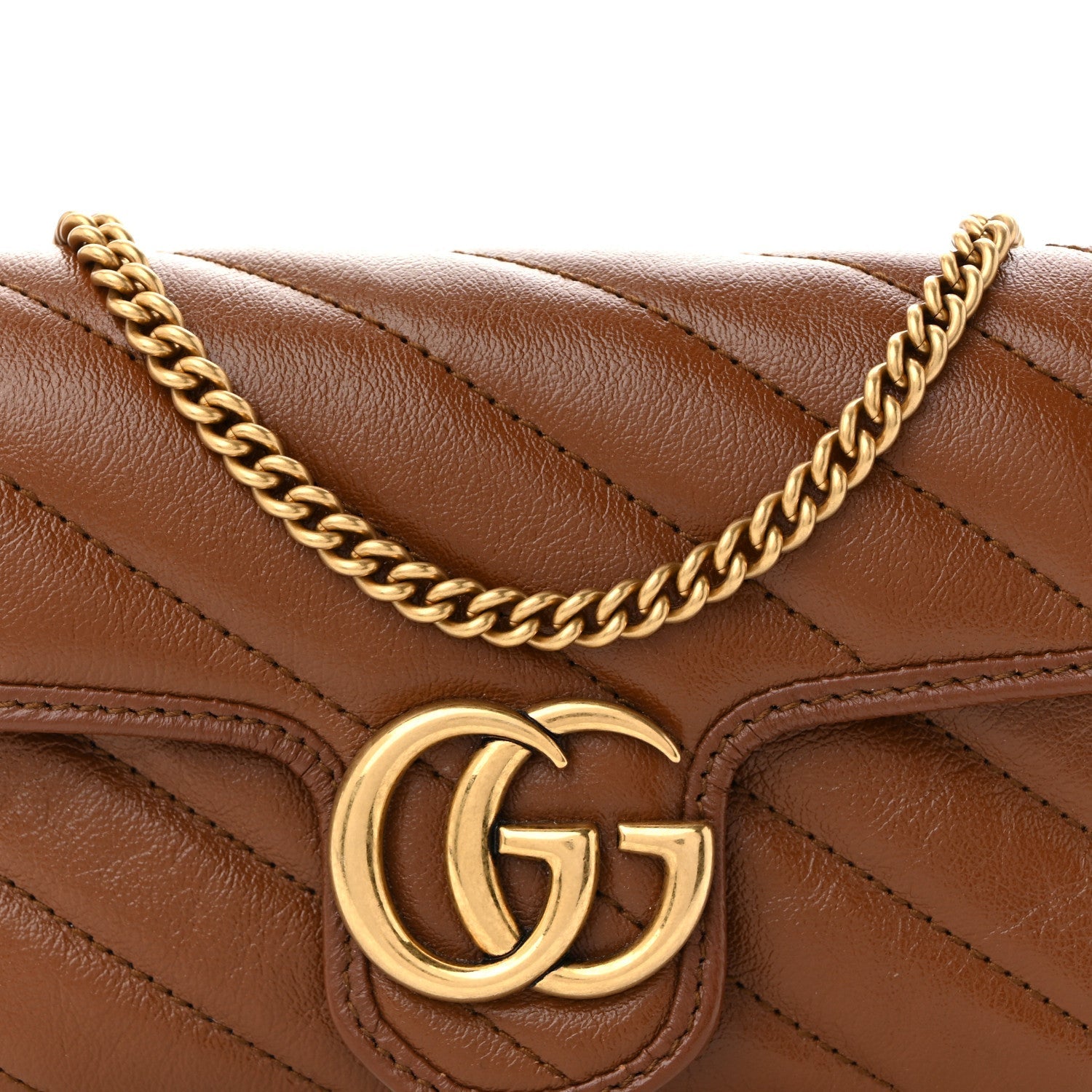 Azalea Calfskin Matelasse Diagonal Super Mini GG Marmont Shoulder Bag Cuir