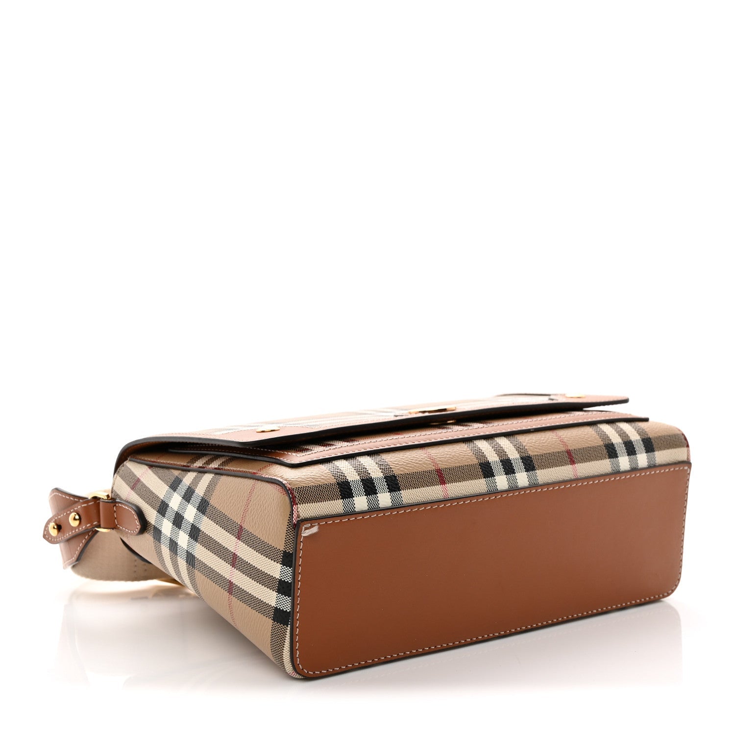 Coated Canvas Calfskin Vintage Check Medium Note Crossbody Bag Briar Brown