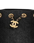 Washed Denim Quilted Mini CHNL 25 Handbag Black