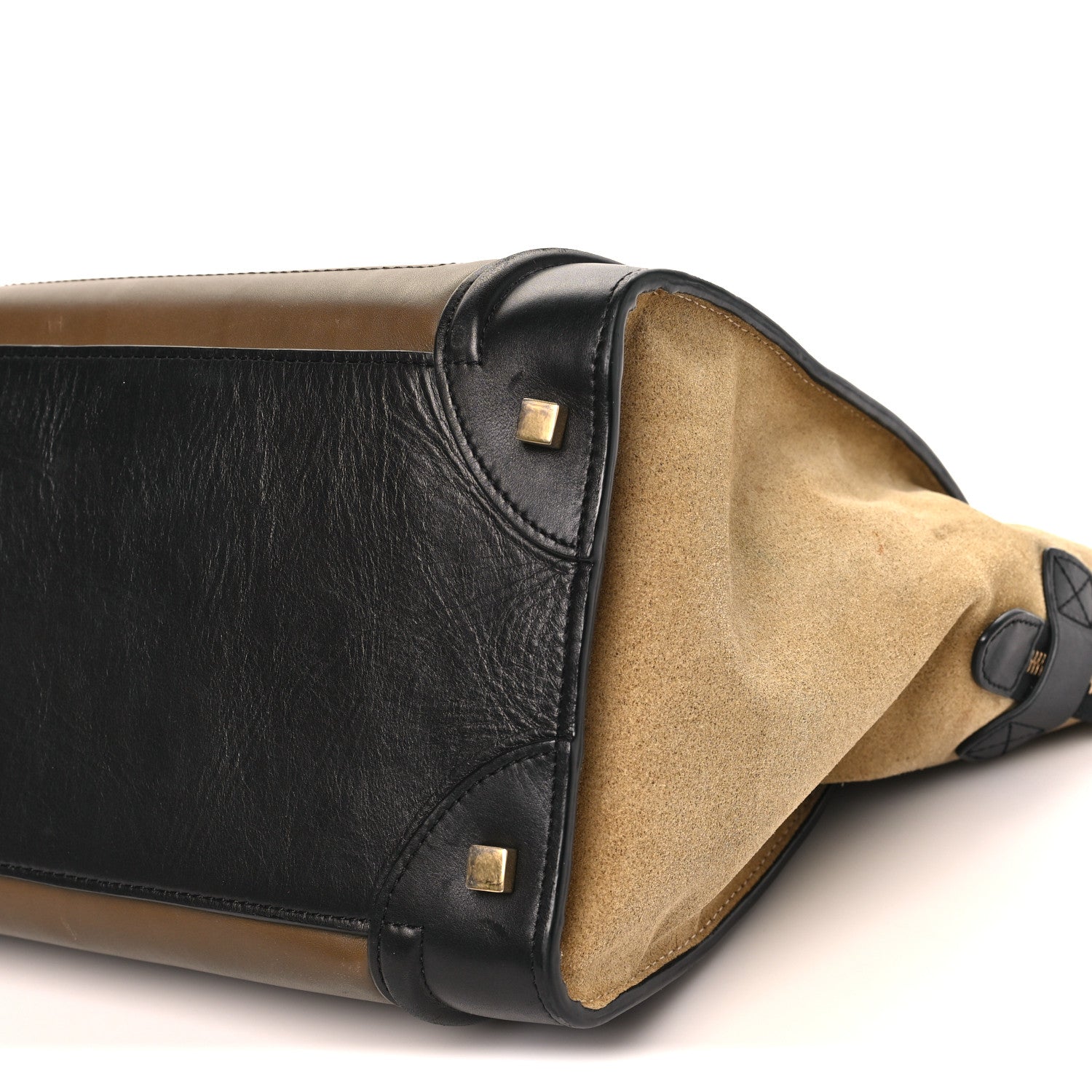 Satin Calfskin Suede Mini Tri-Color Luggage Olive