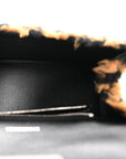 Fleece Leopard Print Small Hourglass Top Handle Bag Brown