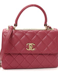 Lambskin Quilted Small Trendy CC Flap Dual Handle Bag Dark Pink