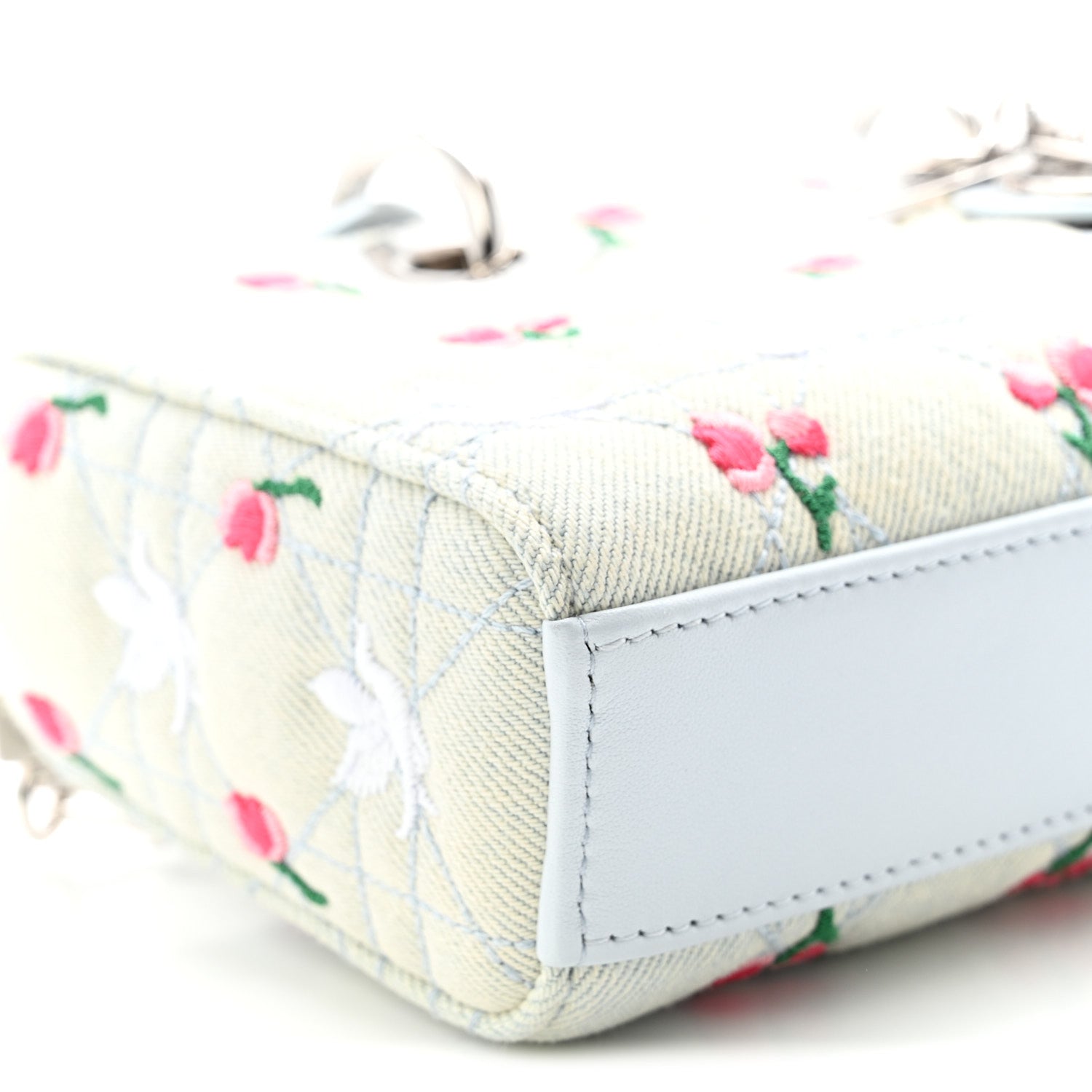 Denim Cannage Embroidered Doves &amp; Roses D1ORamour Mini Lady D-Joy Blue Multicolor