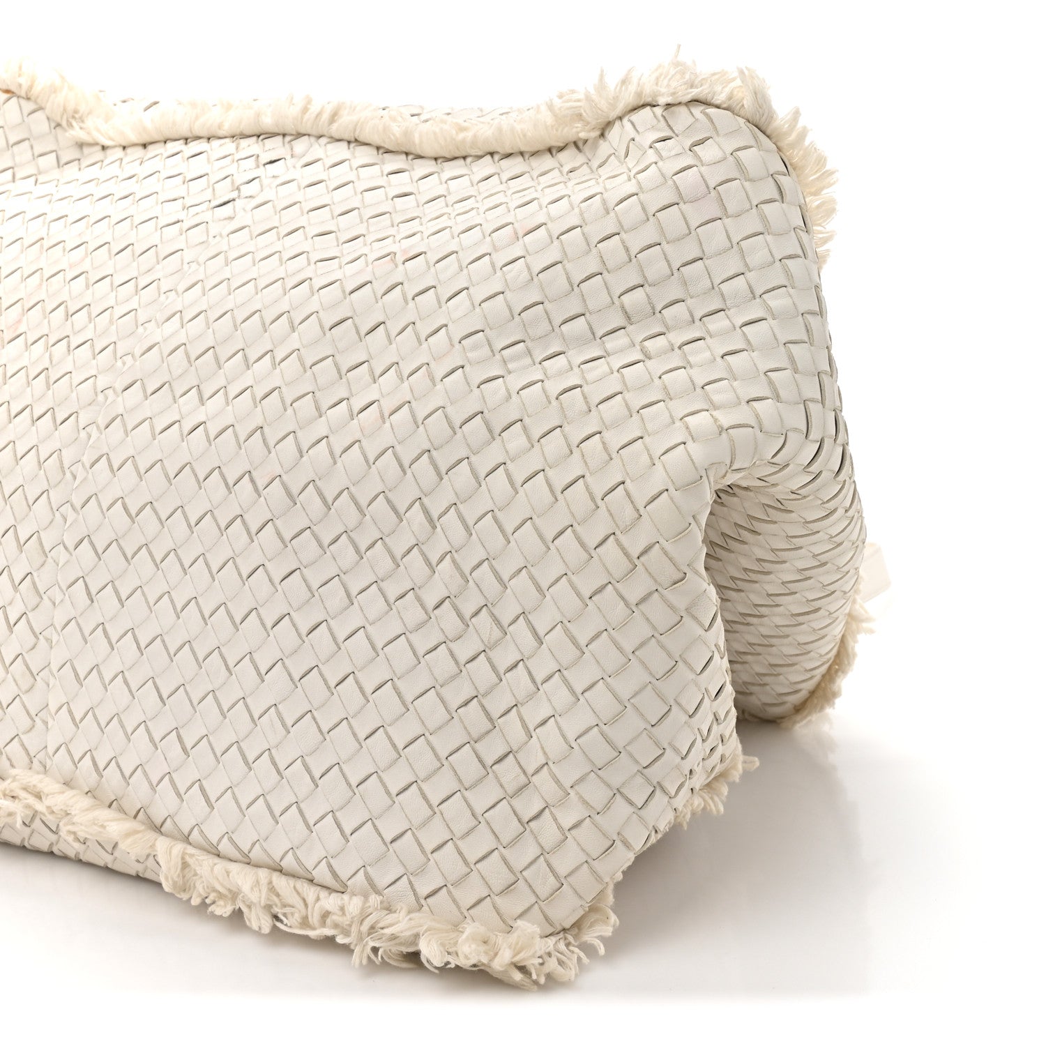 Nappa Intrecciato Canvas Fringe Maltinto Tote White