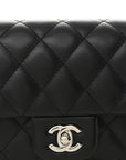 Calfskin Quilted CC Uniform Flap Belt Bag Black