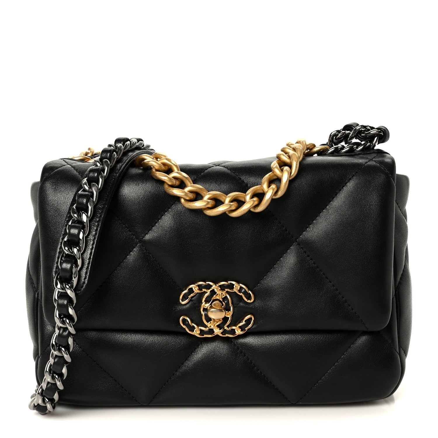 Lambskin Quilted Medium CHNL 19 Flap Black