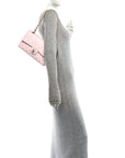 Caviar Quilted Medium Double Flap Light Pink