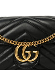 Calfskin Matelasse Super Mini GG Marmont Shoulder Bag Black