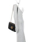 Calfskin Matelasse Medium GG Marmont Shoulder Bag Black