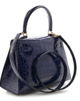 Shiny Alligator Mini Kelly Sellier 20 Bleu Roi