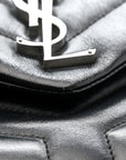 Calfskin Y Quilted Monogram Medium Loulou Chain Satchel Black