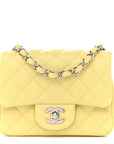 Lambskin Quilted Mini Square Flap Yellow