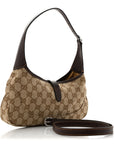 GG Supreme Grained Calfskin Medium Jackie Slim Shoulder Bag Sand Dark Brown