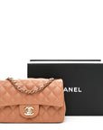 Lambskin Quilted Mini Rectangular Flap Brown