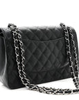 Caviar Quilted Jumbo Double Flap Black