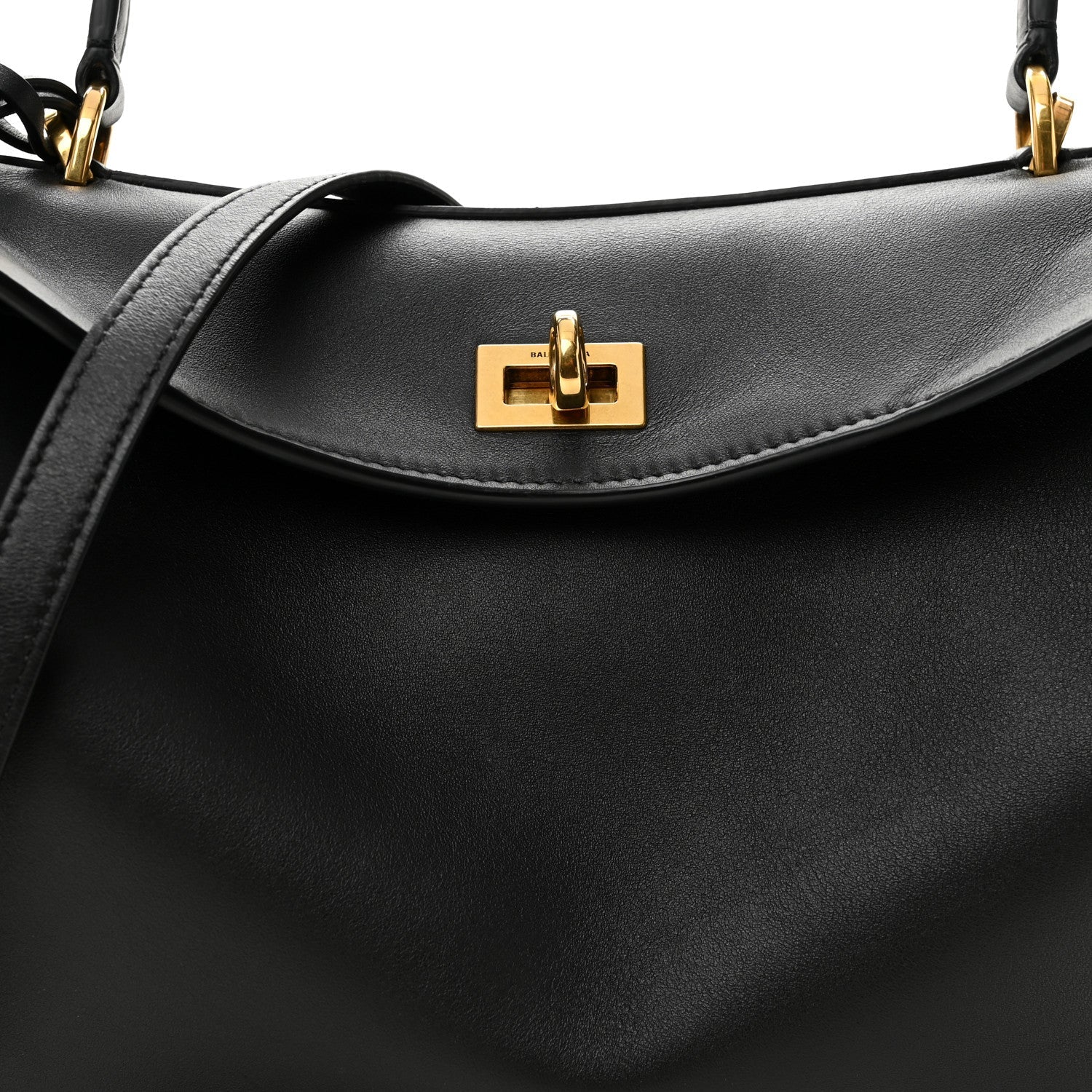 Natural Smooth Calfskin Small Rodeo Top Handle Handbag Black