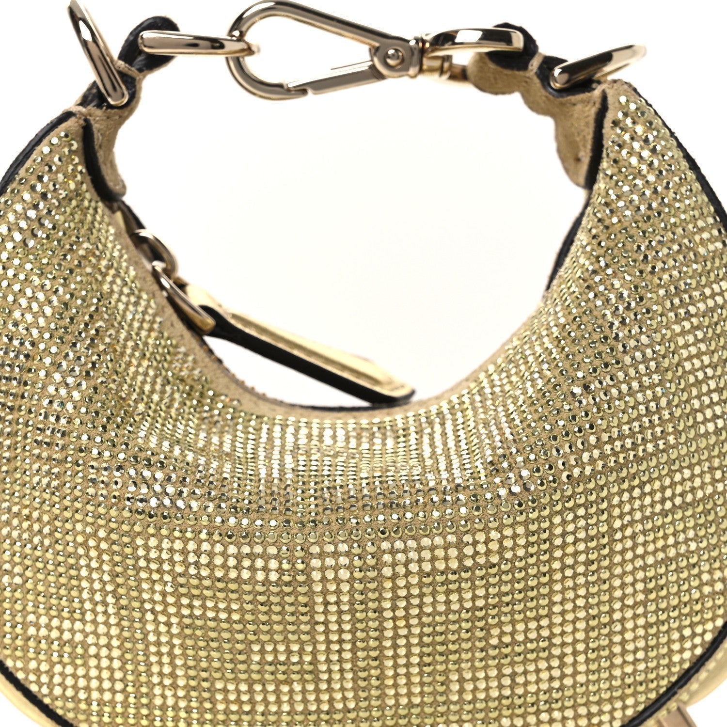 Crystal Vitello Laminato Suede FF Nano FNDIgraphy Hobo Bag Platino