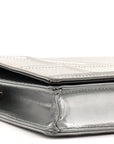 Metallic Patent Micro-Cannage D1ORama Wallet on Chain Pouch Silver