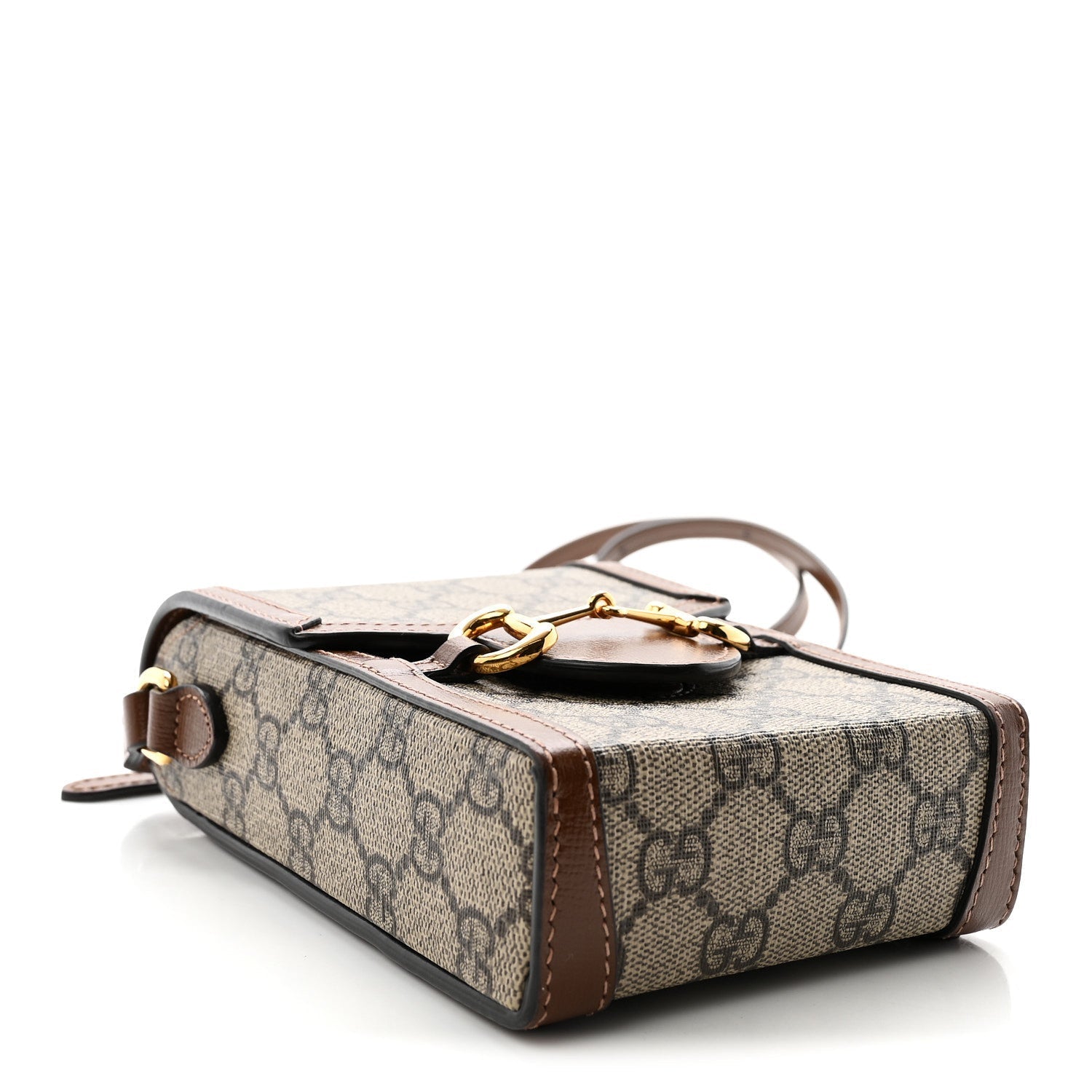 GG Supreme Monogram Mini Horsebit 1955 Crossbody Bag Beige Brown Sugar