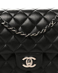 Lambskin Quilted Medium Double Flap Black