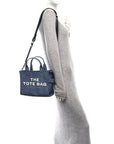 Cotton Canvas Small The Traveler Tote Bag Blue