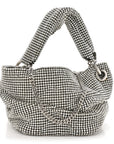 Satin Crystal Embellished Bonny Shoulder Bag Silver