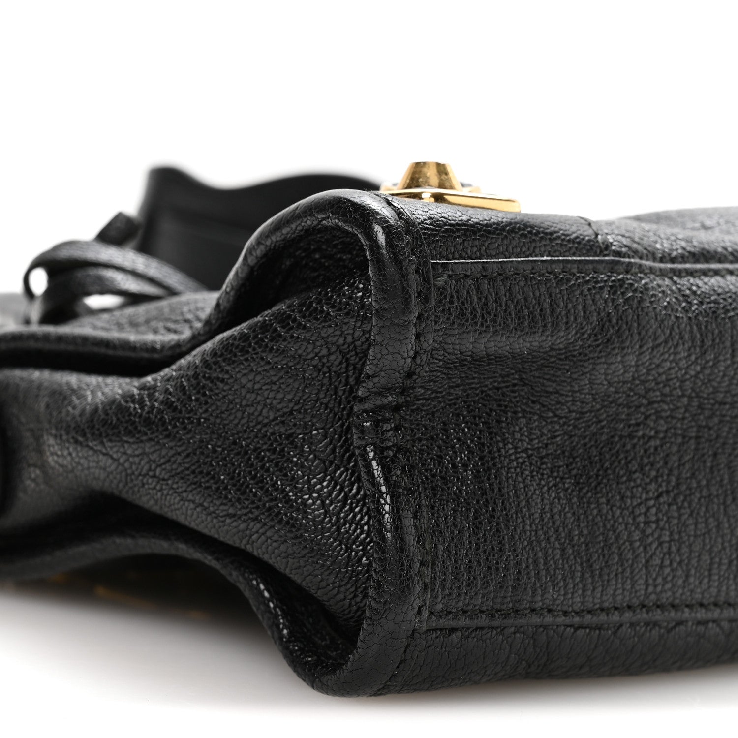 Chevre Gold Metallic Edge Hardware Mini City Black