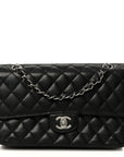 Caviar Quilted Medium Double Flap Black