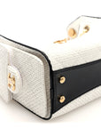 Braided Raffia Calfskin Mini CHNL 25 Handbag White Black