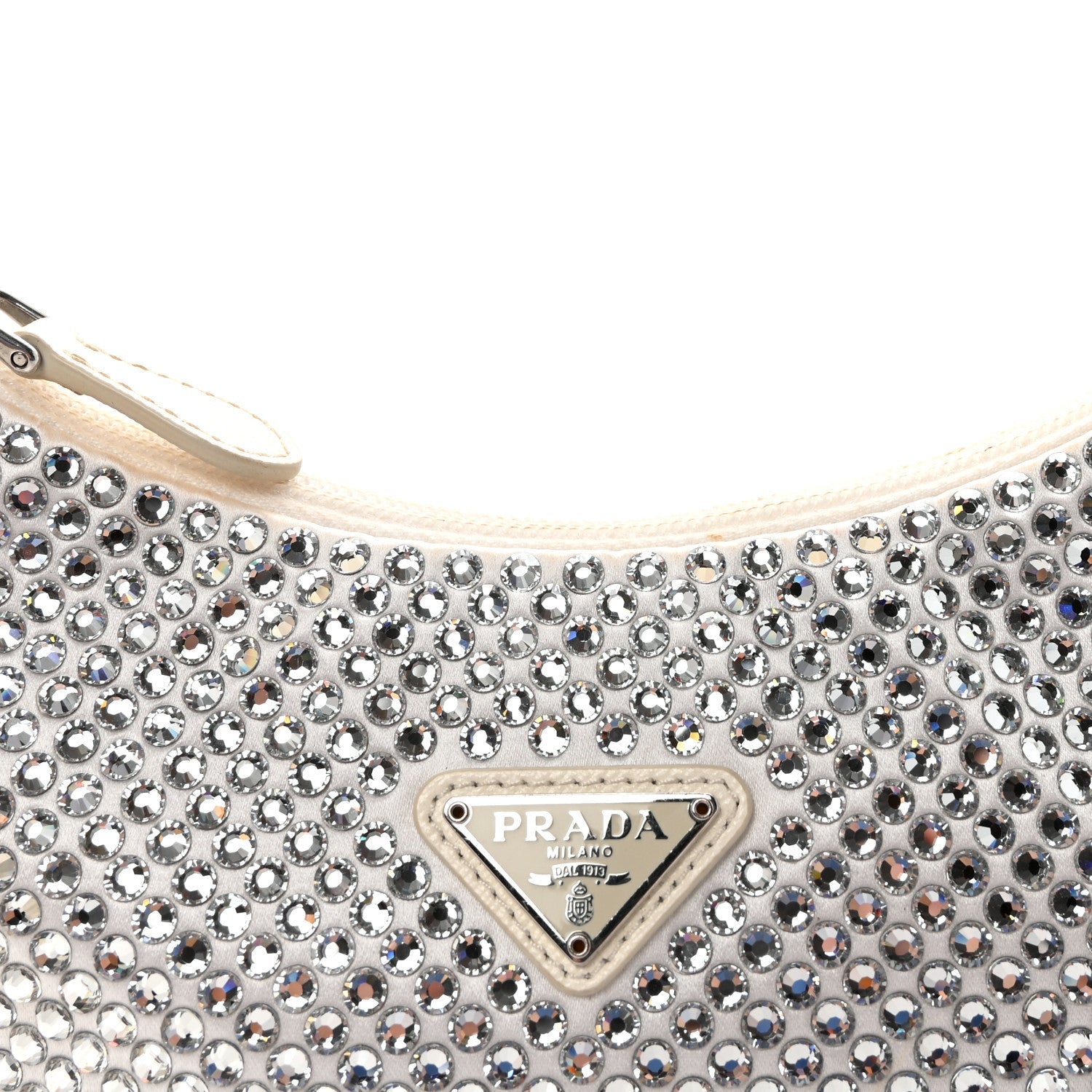 Satin Crystal Mini Re-Edition 2000 Bag White